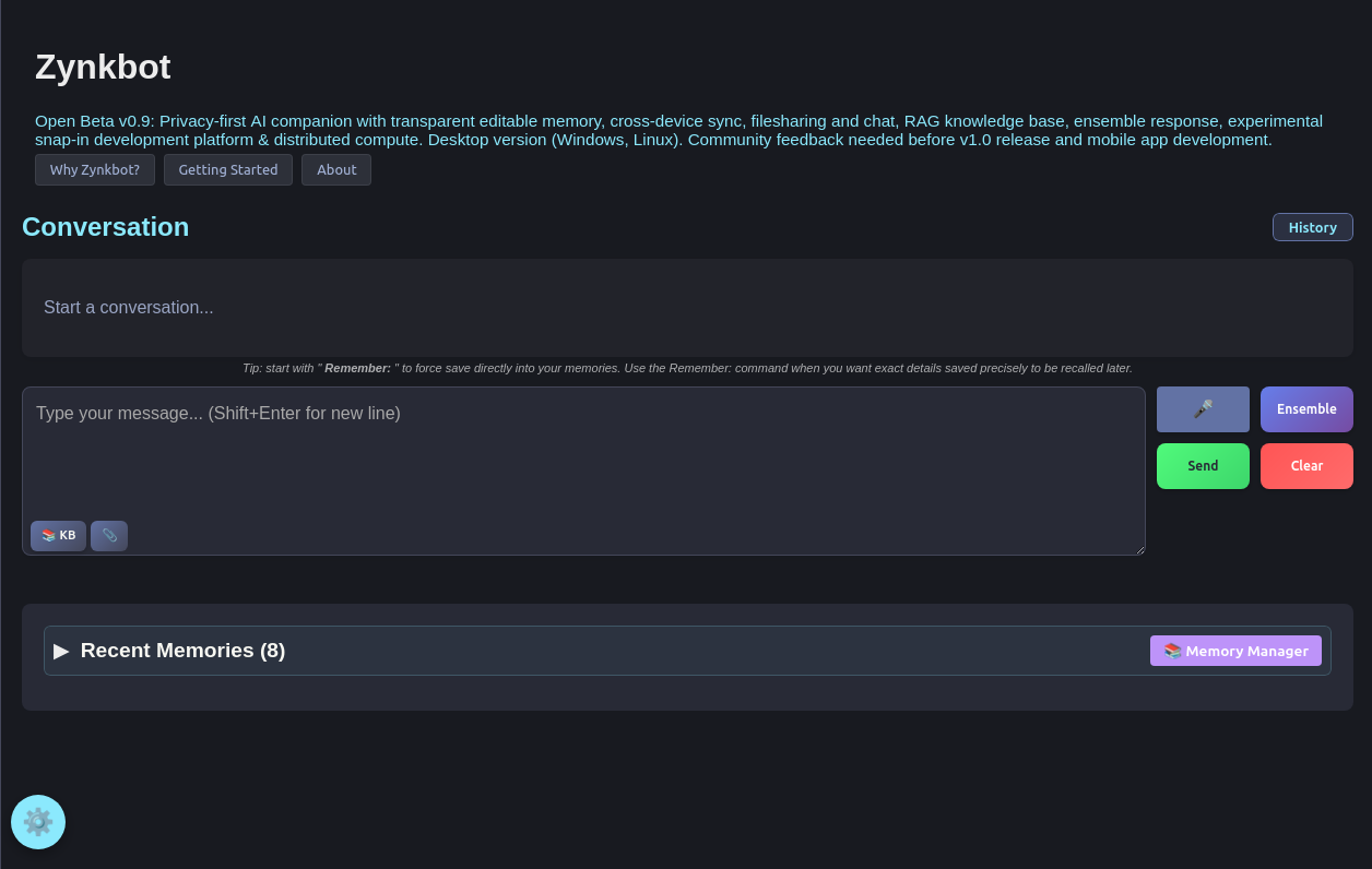 Zynkbot main interface